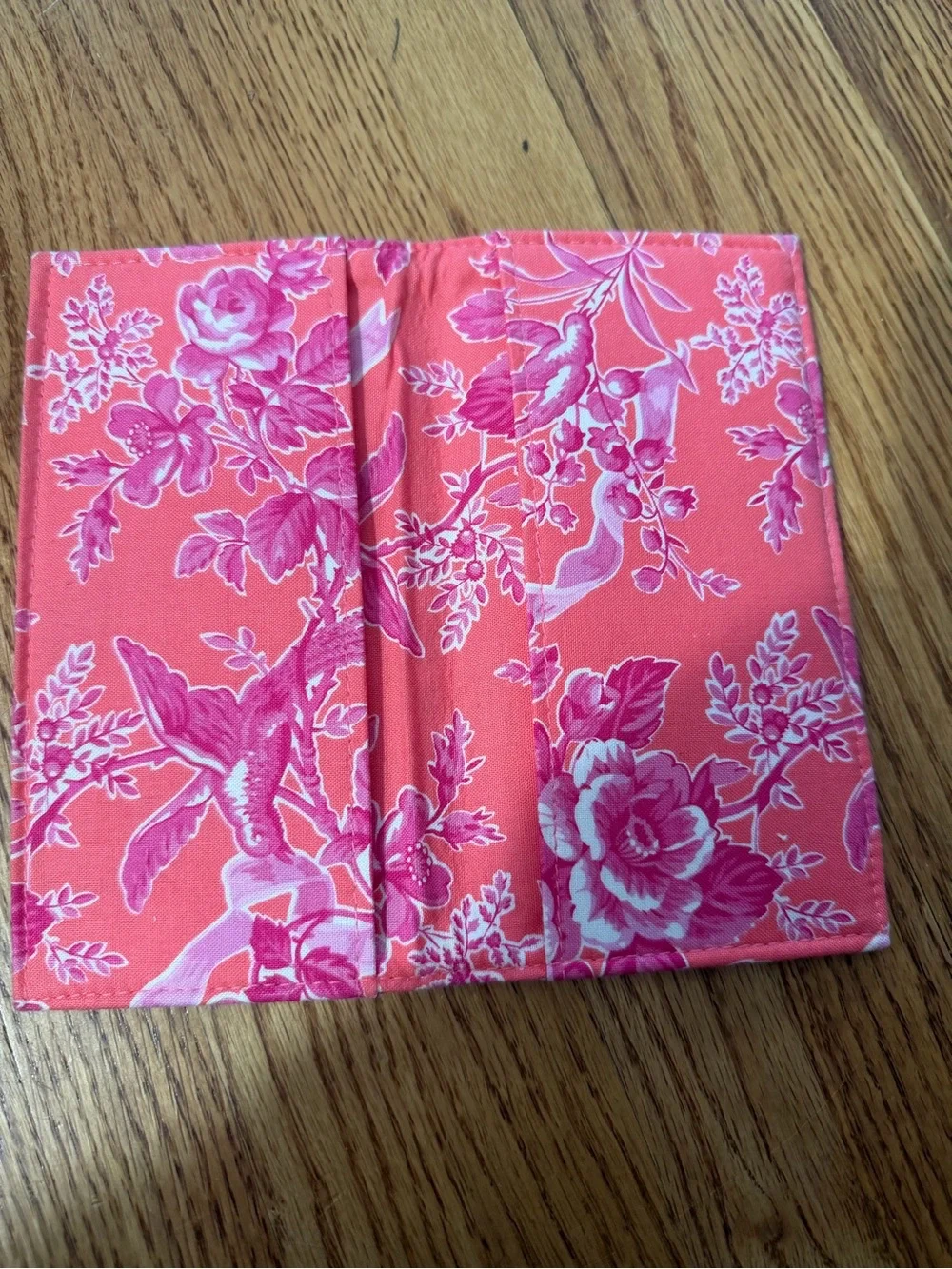 Vera Bradley Coral Pink Quilted Floral Cosmetic Bag with Tortoiseshell Accent